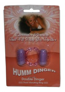 Humm Dinger Double Dinger Dual Vibrating Cockring Purple