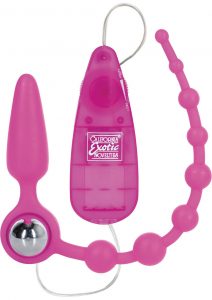 Booty Call Booty Double Dare Silicone Wired Remote Control Anal Probe With Beads Pink