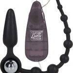 Booty Call Booty Double Dare Silicone Wired Remote Control Anal Probe With Beads Black