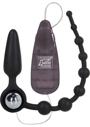 Booty Call Booty Double Dare Silicone Wired Remote Control Anal Probe With Beads Black