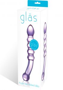 Glas Purple Rain Ribbed Dildo