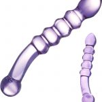 Glas Purple Rain Ribbed Dildo