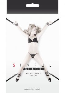 Sinful Black Vinyl Bed Restraint Straps Black