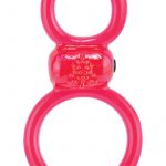 Ofinity Plus Super Stretchy Vibrating Double Silicone Cockring Waterproof Red
