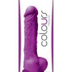 Colours Pleasures Realistic Silicone Dong With Balls Purple 5 Inch