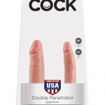 King Cock U-Shaped Small Double Trouble Dildo Flesh