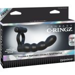 Fantasy C Ringz Posable Partner Silicone Double Penetrator Cockring Waterproof Black