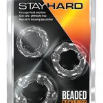 Stay Hard Beaded Cockrings Clear 3 Each Per Set