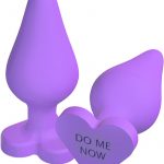 Play With Me Naughty Candy Hearts Silicone Anal Plug Purple 3.5 Inch