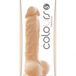 Colours Pleasures 5in White Silicone Dildo With Balls Realistic Non-Vibrating Suction Cup Base