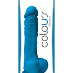 Colours Pleasures 5in Blue Silicone Dildo With Balls Realistic Non-Vibrating Suction Cup Base