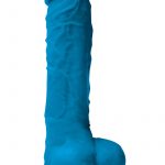 Colours Pleasures 5in Blue Silicone Dildo With Balls Realistic Non-Vibrating Suction Cup Base