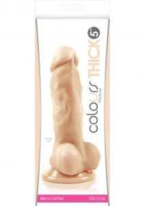 Colours Pleasures Thick 5in Dildo With Balls Silicone - Vanilla