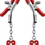 Master Series Charmed Heart Padlock Nipple Clamps Red