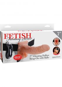 Fetish Fantasy Series Vibrating Hollow Strap On With Balls Wired Remote Flesh 7 Inch