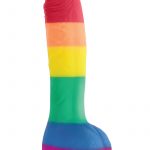 Colours Pride Edition 8in Rainbow Silicone Dildo With Balls Realistic Non-Vibrating Suction Cup Base