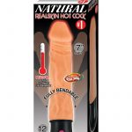 Natural Realskin Hot Cock #1 USB Rechargeable Warming Realistic Vibrator Waterproof Flesh 7 Inch