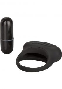 Silicone Lovers Arouser Vibrating Cockring Waterproof Black