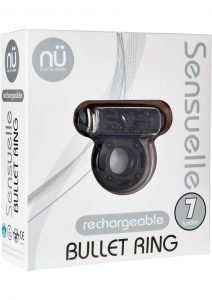 Bullet Ring 7 Function Silicone Rechargeable C Ring Waterproof Black