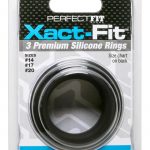 Perfect Fit Xact-Fit Silicone Ring Kit Assorted Sizes 3 Pack - Black