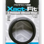 Perfect Fit Xact-Fit Silicone Ring Kit LG - XL 3 Pack - Black