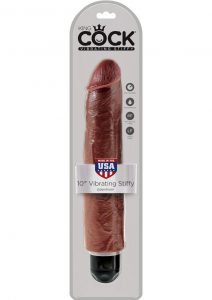 King Cock Vibrating Stiffy Realistic Dildo Waterproof Brown 10 Inch