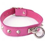 Rouge O Ring Studded Leather Collar Pink