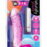 Naturally Yours Vibrating Ding Dong Jelly Dildo With Balls Waterproof Pink 6.5 Inch