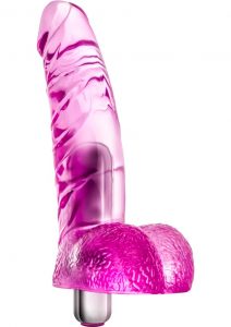 Naturally Yours Vibrating Ding Dong Jelly Dildo With Balls Waterproof Pink 6.5 Inch