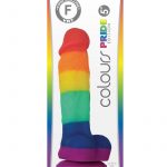 Colours Pride Edition 5in Rainbow Silicone Dildo With Balls Realistic Non-Vibrating Suction Cup Base