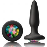 Glams Mini Silicone Anal Plug - Black Rainbow Gem