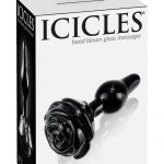 Icicles No 77 Glass Anal Plug Black 2.4 Inch