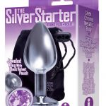The Silver Starter Jeweled Round Plug Stainless Steel Violet Gem 2.8 Inch