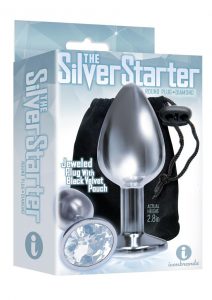 The Silver Starter Jeweled Round Plug Stainless Steel Clear 2.8 Inch