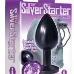 The Silver Starter Jeweled Round Plug Stainless Steel Black And Violet 2.8 Inch