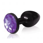 The Silver Starter Jeweled Round Plug Stainless Steel Black And Violet 2.8 Inch