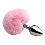 Tailz Fluffy Bunny Tail Anal Plug Pink And Silver
