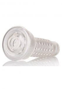 Optimum Series Stroker Pump Sleeve Textured Pussy Clear 6.25 Inch