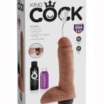 King Cock Squirting Cock With Balls Kits Tan 8 Inches