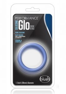 Performance Silicone Glo Cock Ring Glow In the Dark Blue 1.5 Inch Diameter