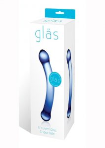 Glass Curved Glass G-Spot Dildo Blue 6 Inches