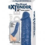 The Greatest Extender Penis Sleeve Silicone Realistic Waterproof Blue 6 Inch