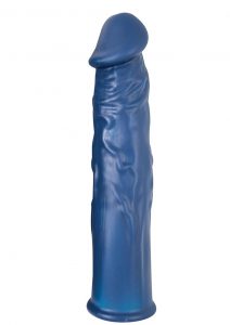 The Greatest Extender Penis Sleeve Silicone Realistic Waterproof Blue 7.5 Inch