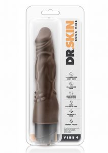 Dr. Skin Cock Vibe 4 Realistic Vibrator Splashproof Chocolate 8 Inch