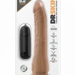 Dr. Skin Wired Remote Control Vibrating Realistic Cock With Suction Cup Waterproof Mocha 8.5 Inch