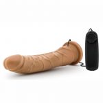 Dr. Skin Wired Remote Control Vibrating Realistic Cock With Suction Cup Waterproof Mocha 8.5 Inch