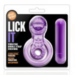 Play With Me Lick It Double Strap Cock Ring Vibrating - Purple