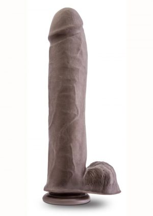 Au Naturel Big John Dildo With Balls 11.5in - Chocolate