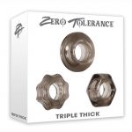 Zero Tolerance Triple Thick Cock Ring Set Rubber Waterproof Smoke 3 Shapes Per Set