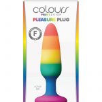 Colours Pleasure Plug Silicone Small Non-Vibrating With Suction Anal Plug Pride Edition Multi Color 4.33 Inches